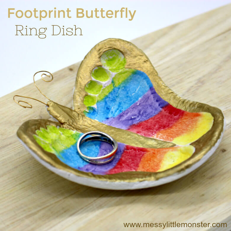 Beautiful Rainbow Butterfly Ring Clay Dish For Home Decor