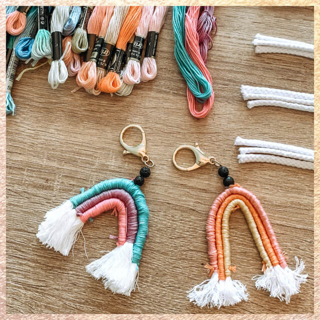 Beautiful Rainbow Keychain Using Embroidery Floss Craft