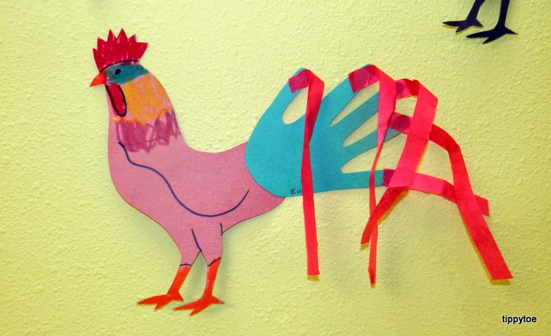 Beautiful Red Roaster Craft With Construction Paper