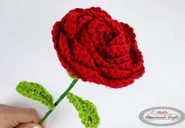 Beautiful Rose Made Using Wired Stems And Leaves