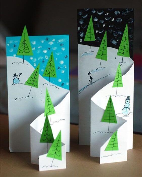 Beautiful Sledding Theme Paper Craft Idea For Kids