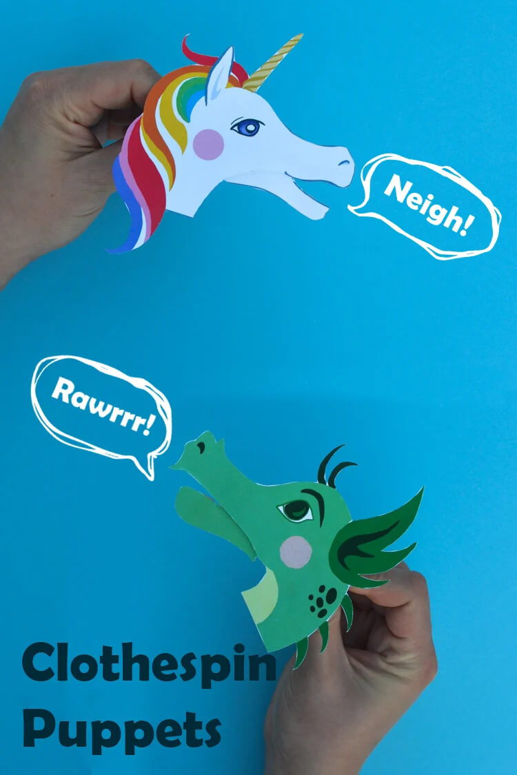 Beautiful Unicorn Clothespin Puppet Craft For Preschoolers