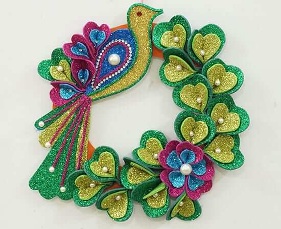 Beautiful Wall Decoration Bird Wreath Craft Using GlitterDIY Glitter Paper Art Ideas