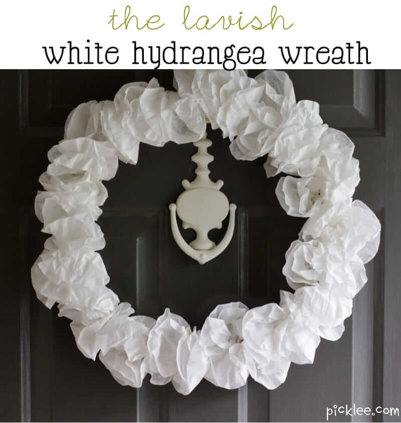 Beautiful White Hydrangea Wreath Craft With Coffee Filters