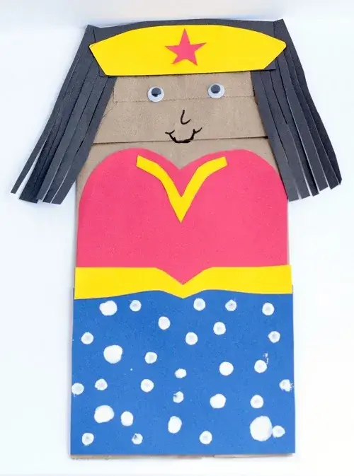 Beautiful Wonder Woman Crafting Idea Using Paper Bag Crafts For Kindergartners