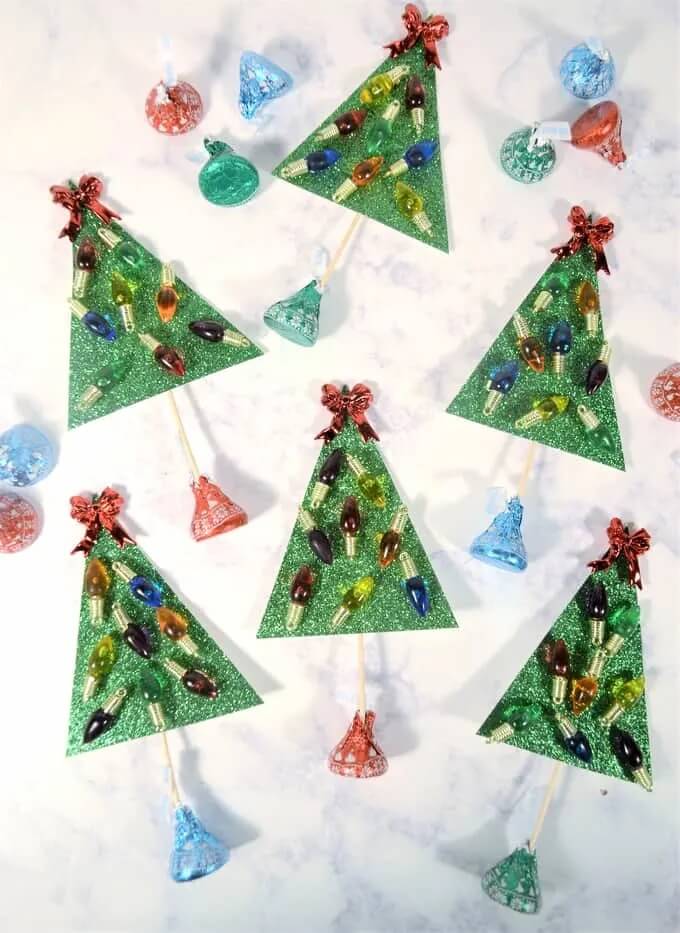 Beautiful Xmas Tree Craft Using Glitter Paper For Kids