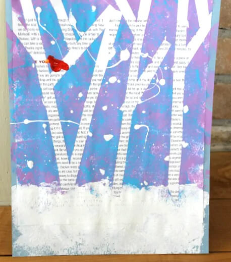 Birch Winter Tree Art Idea For KidsUpcycled Winter Crafts