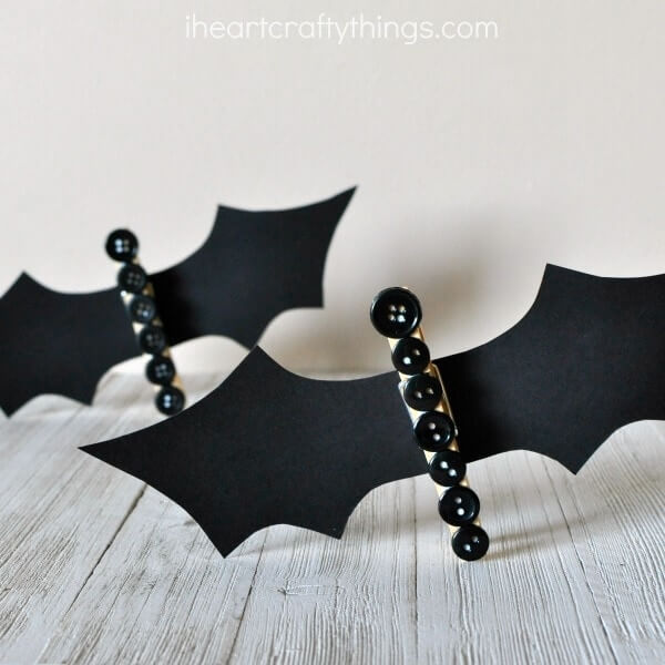 Black Button And Clothespin Bat Craft For ToddlersClothespin Animal Crafts