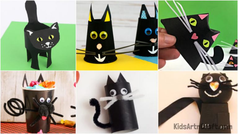 Black Cat Crafts Using Paper Cup - Kids Art & Craft