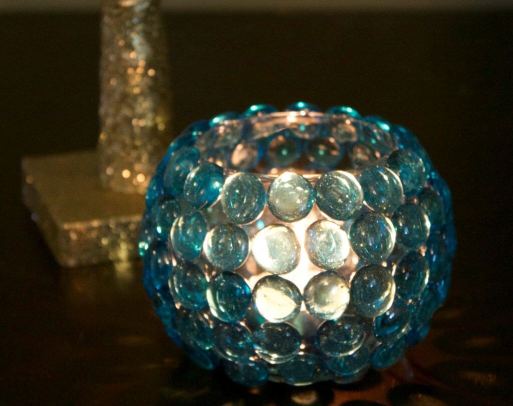 Blue Glass Gem Candle Holder DIY Craft For Kids Glass Gem Projects