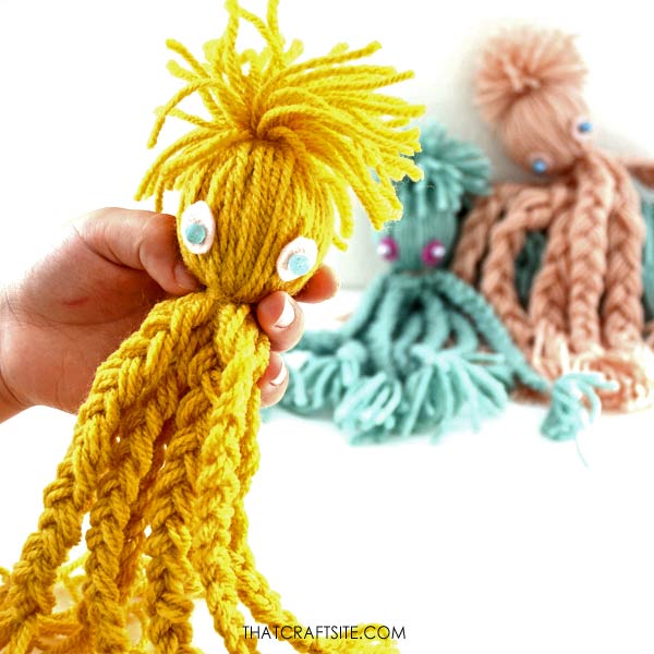 Braided Octopus Yarn Craft Idea With Styrofoam Ball
