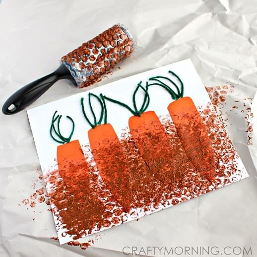 Bubble Wrap Carrot Fun Painting Activity Craft For Toddlers