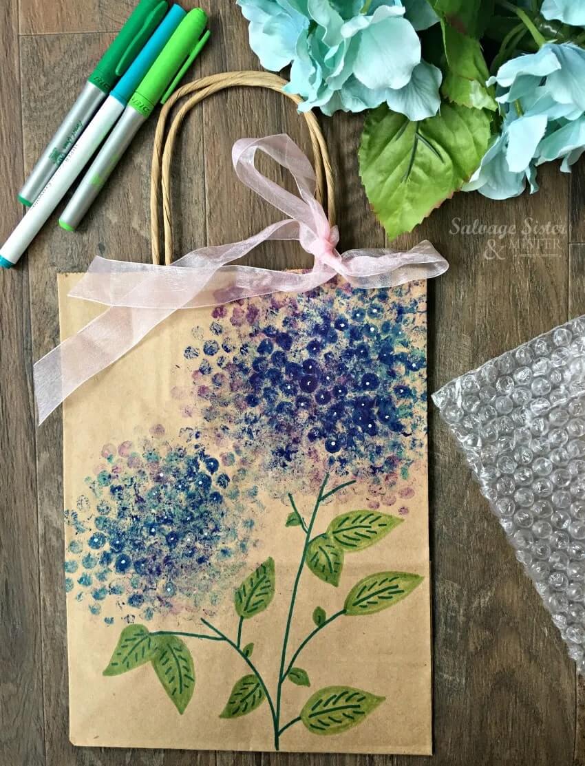 Bubble Wrap Flower Painting Carry Bag Craft For Toddlers DIY Bubble Wrap Flowers