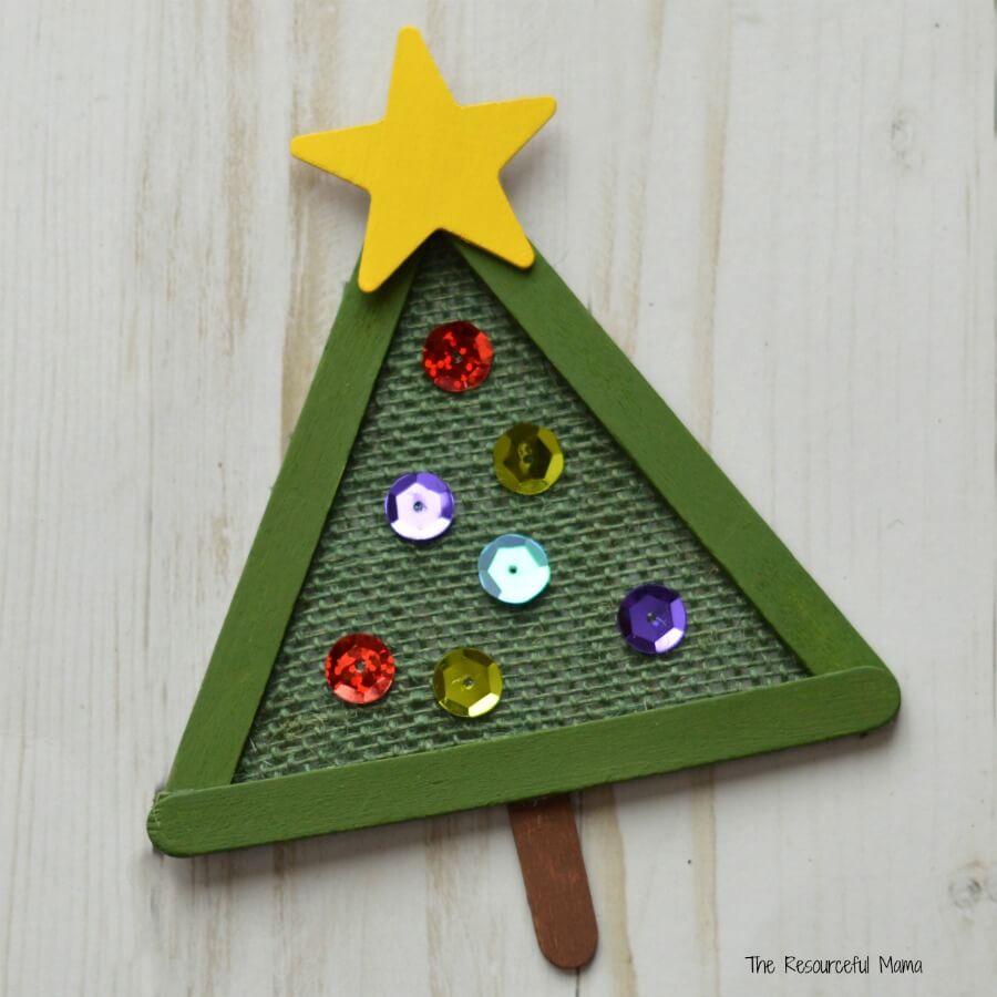 Burlap And Ice Stick Christmas Tree Craft For Toddlers Burlap Craft Ideas For Christmas