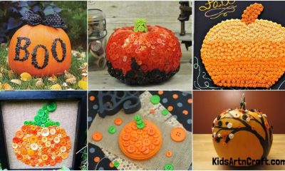 Button Pumpkin Crafts for Halloween