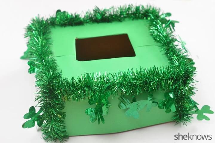 Cardboard And Green Garland Leprechaun Trap Craft For Kids