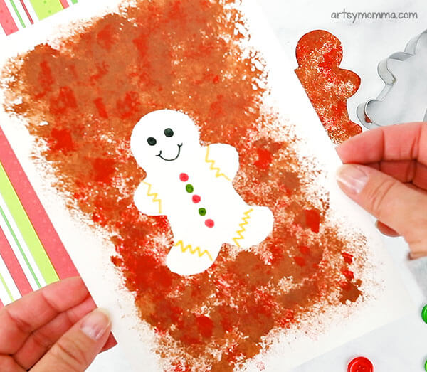 Christmas Ginger Bread Sponge Painting Craft For Kids