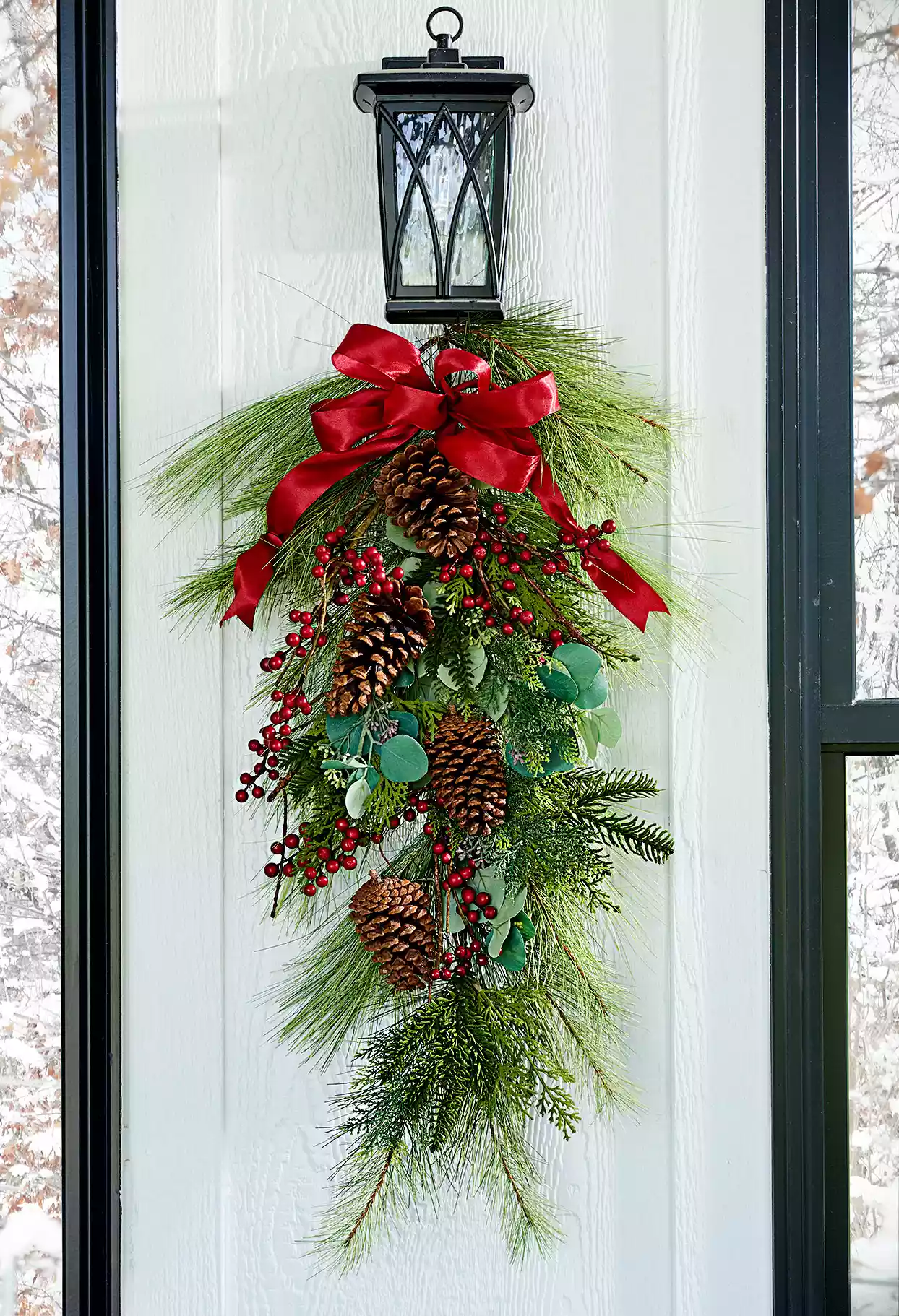 Christmas Swag Door Wreath Craft For Decoration Simple Winter Swag Wreath Ideas
