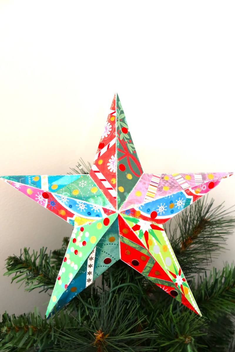 Christmas Tree Star Craft With Greeting Cards & Washi Tape Recycled Washi Tape Crafts 