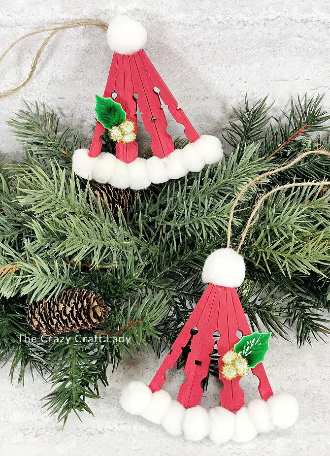 Clothespin And Pom-Pom Santa Hat Craft For Toddlers Clothespin Christmas crafts