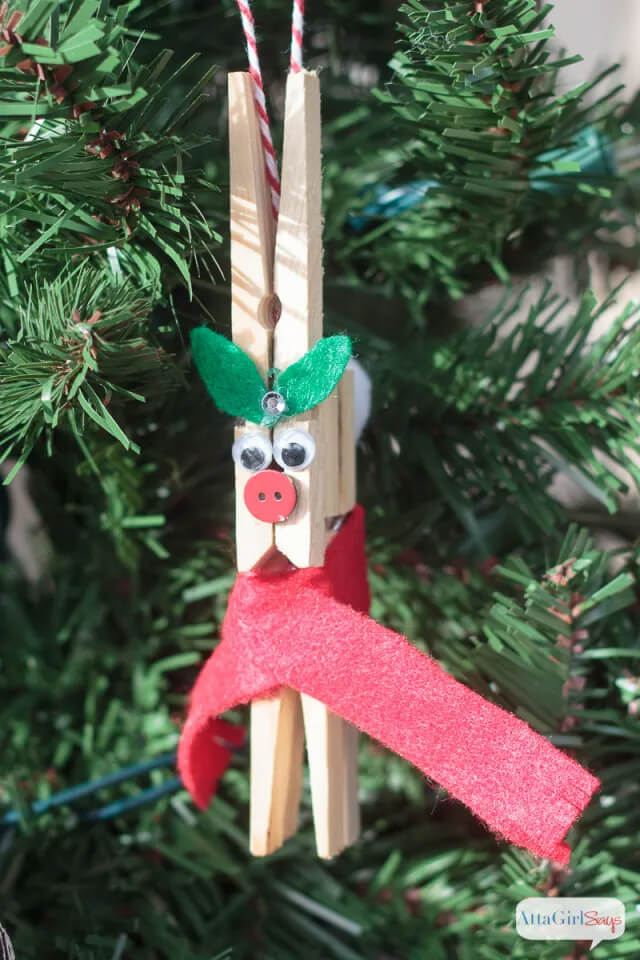 Clothespin Reindeer Ornamental Craft For Toddlers DIY Clothespin Christmas Ornaments
