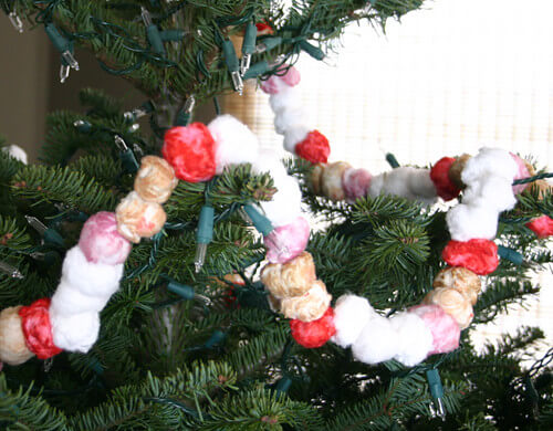 Colorful Cotton Balls Garland Idea For Christmas Tree DecorDIY Winter Crafts With Cotton Balls