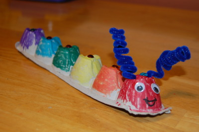 Colorful Crafted Caterpillar Idea With Egg Carton