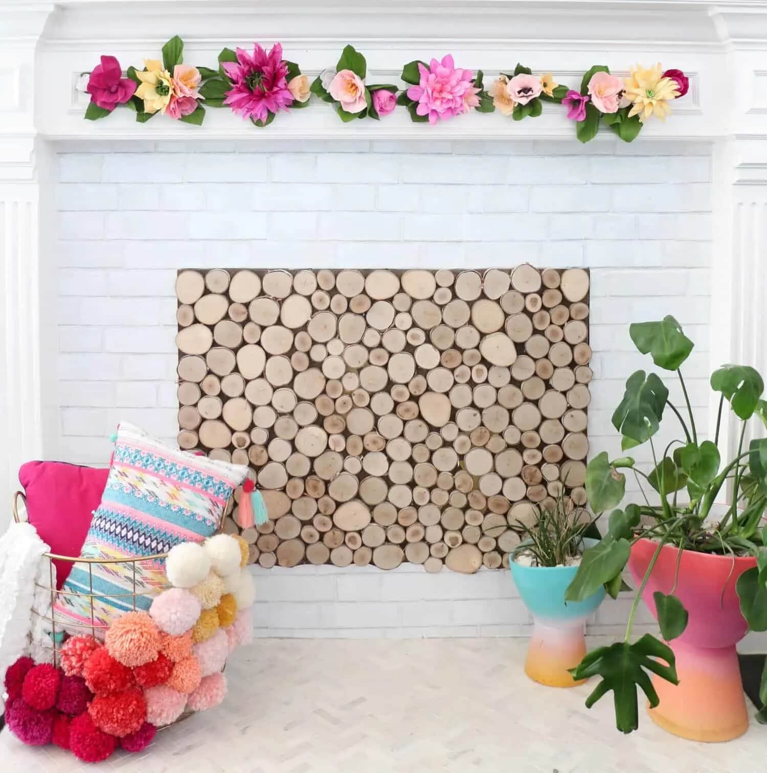 Colorful Creep Paper Flower Garland For Home Decor