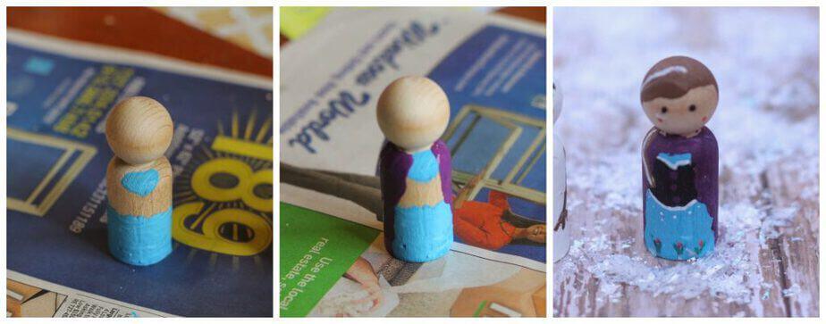 Colorful Frozen  Wooden Peg Dolls  For Kids Disney Frozen Crafts For Kids