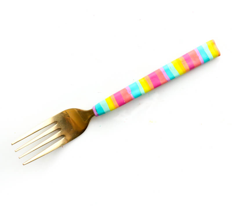 Colorful Patterned Forks Craft Idea Using Clay