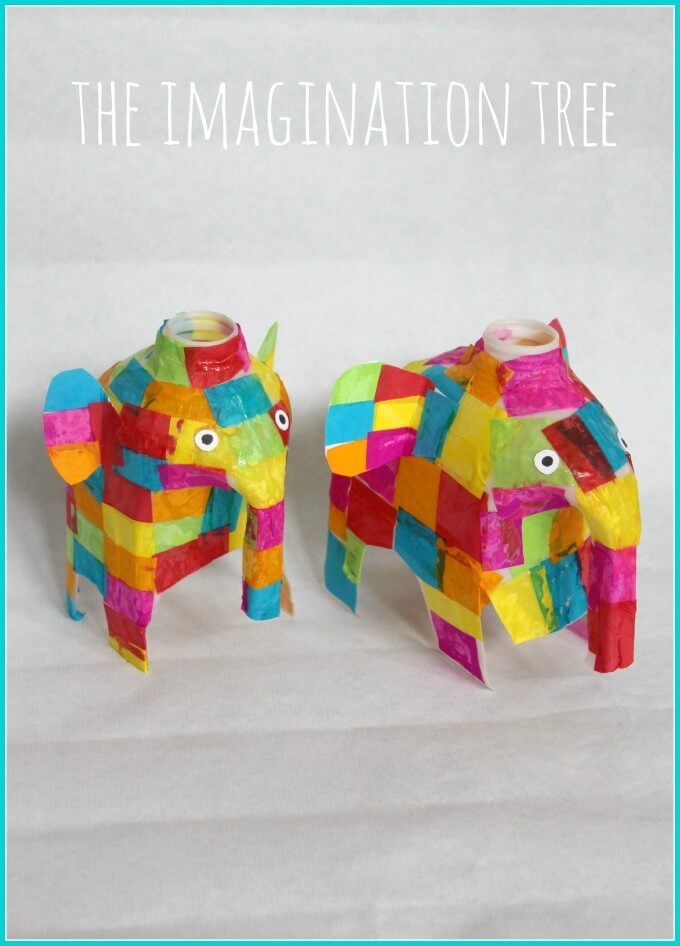 Colorful Plastic Milk Jug Elmer Elephant Craft Project For KidsPlastic Milk Carton Craft Ideas 