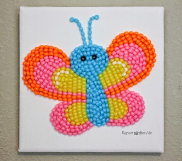 Colorful Pony Beads Butterfly Craft Activity For Kids