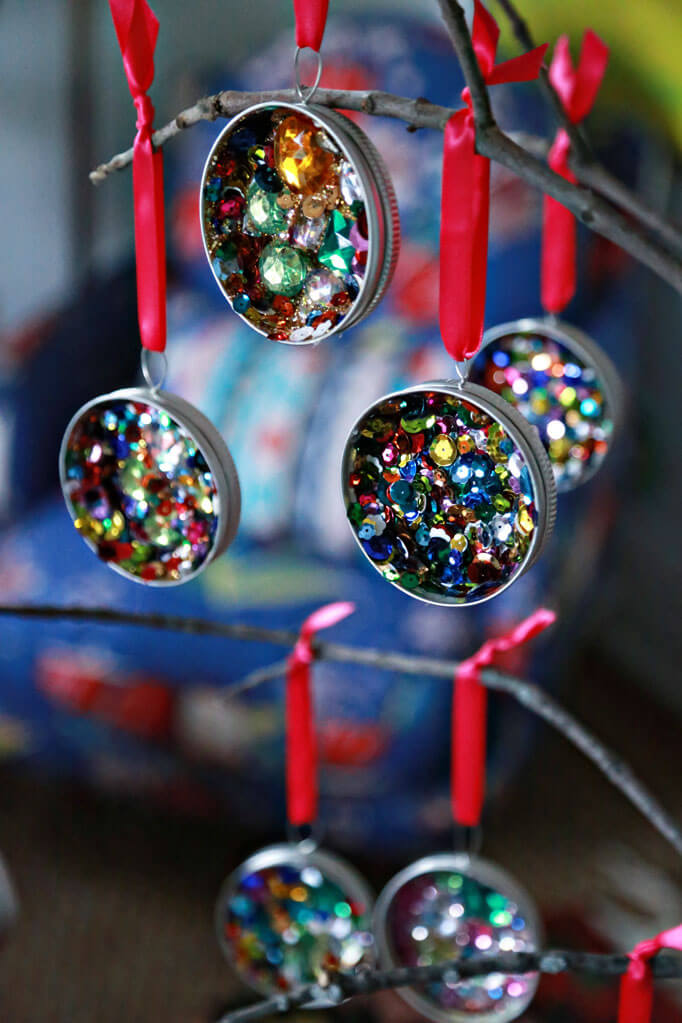 Colorful Sequin Mason Jar Lid Ornaments for Home Decoration