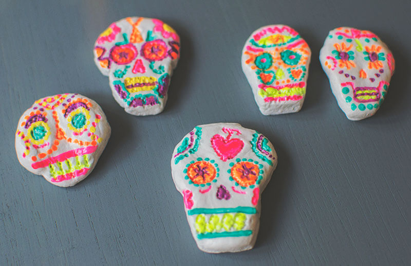 Colorful Sugar Skulls Necklace Craft Ideas For Halloween Party