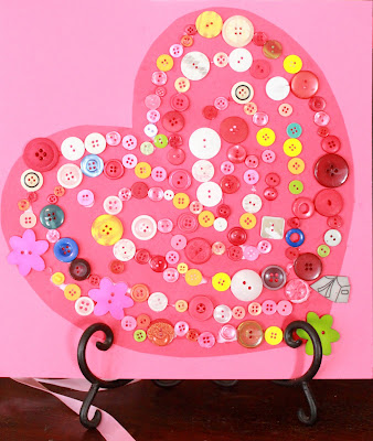Colorful Valentine Heart Button Craft Activity Button Crafts For Preschoolers