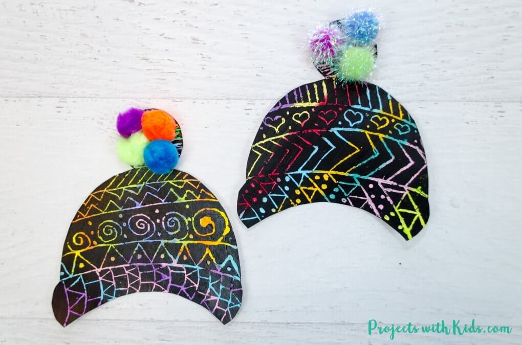 Colorful Winter Hat Art Idea For Kids