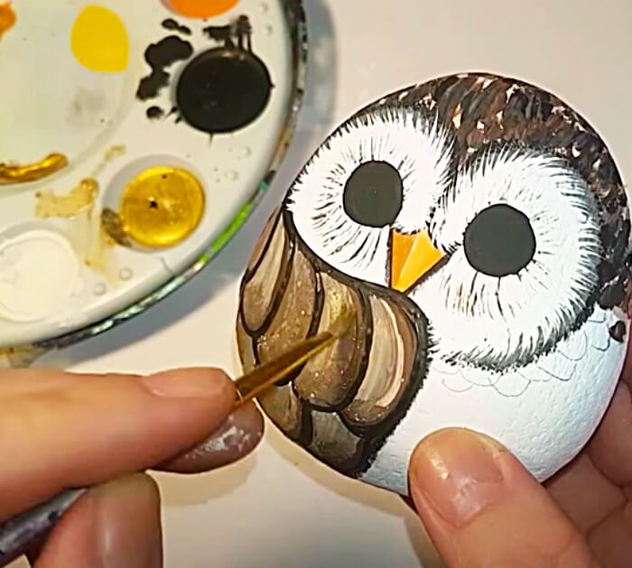 Coloring Cute Owl Tutorial On Rocks For Kids