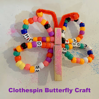 Colourful Beads And Clothespin Butterfly Craft For Kids