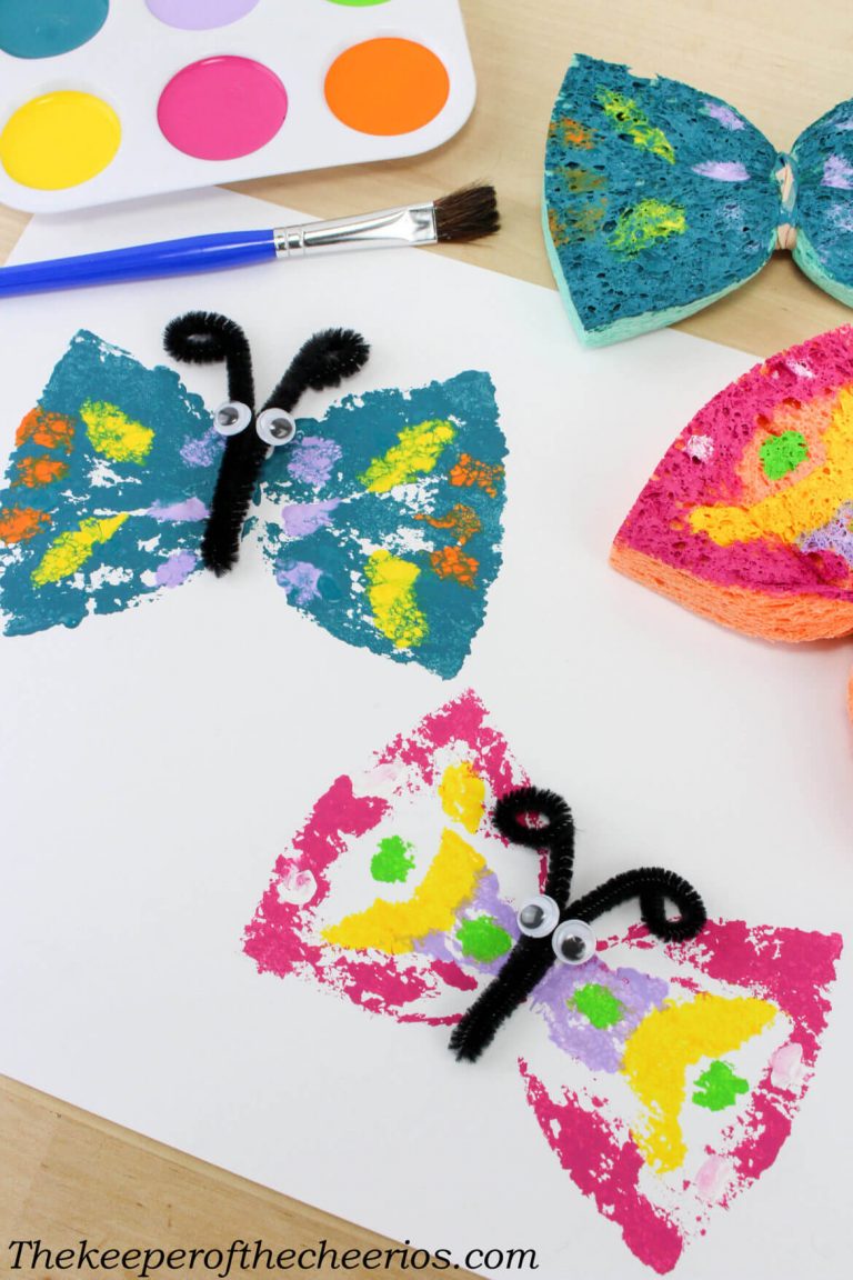 Summer Painting with Sponge Stamps - Kids Art & Craft