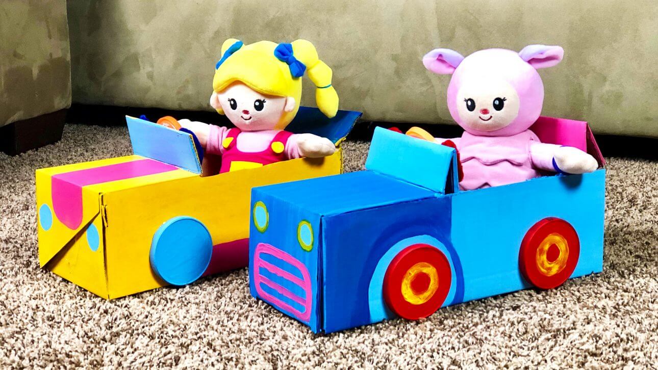 Colourful Cardboard Mustang Car Craft For Toddlers