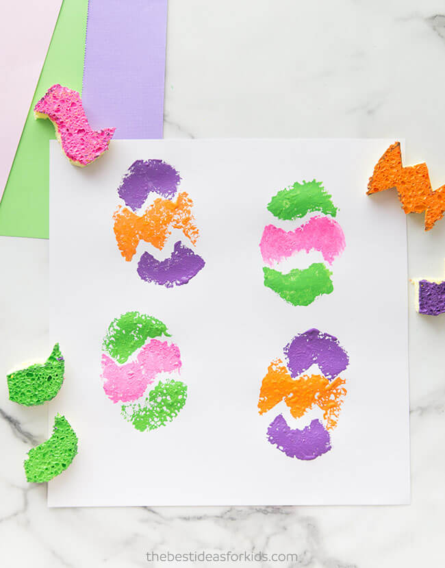 Colourful Easter Eggs Sponge Painting Craft For ToddlersChristmas Easter Sponge Paintings