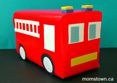 Cool Fire Truck  Cardboard Craft  for Kids