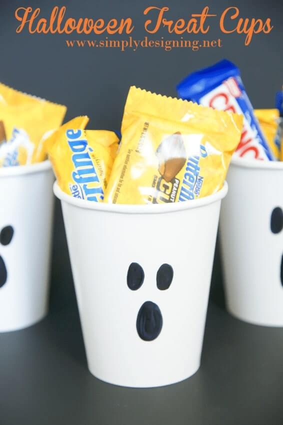 Cool Halloween Paper Cup Ghost Treat Cups Craft For Preschoolers