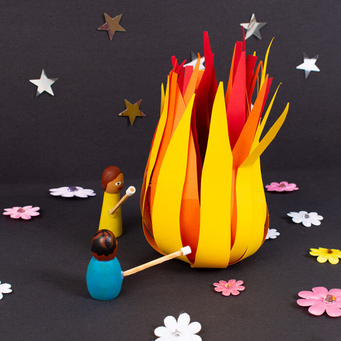Cool Paper Fire And Wooden Puppet Lohri Craft Activity For Kids Lohri Crafts &amp; Activities for Kids