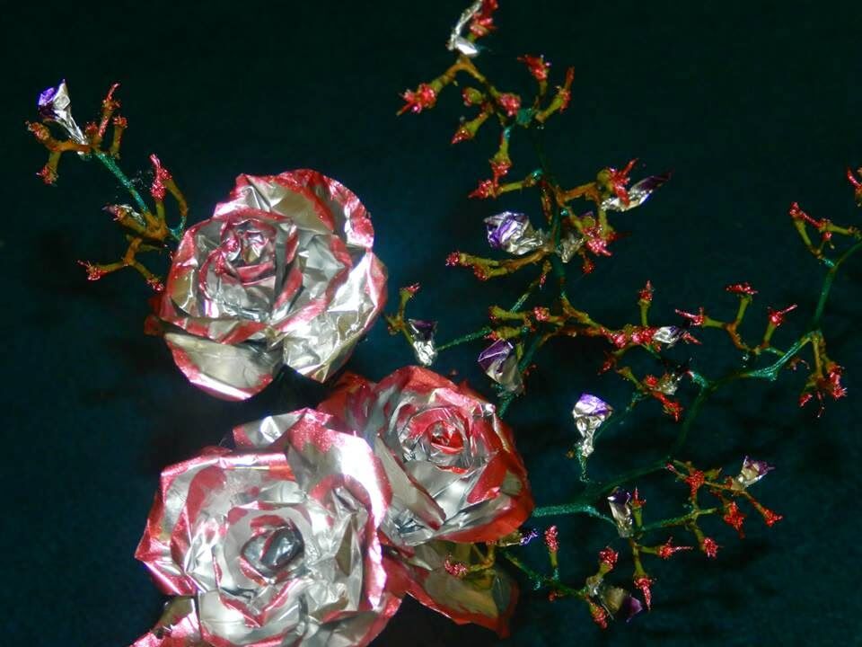 Creative & Adorable Flower Vase With Aluminium Rose Craft Ideas Foil Flower Crafts
