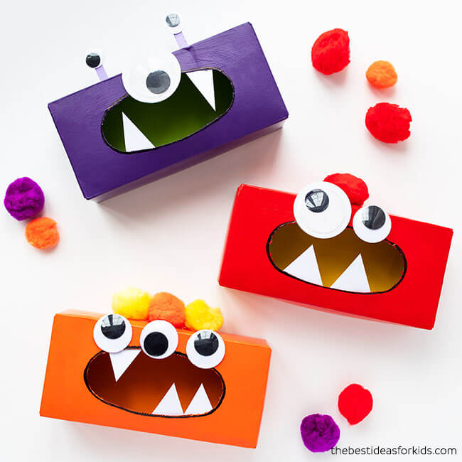 Creative & Funky Cardboard Box Monster Made With Tissue Box
