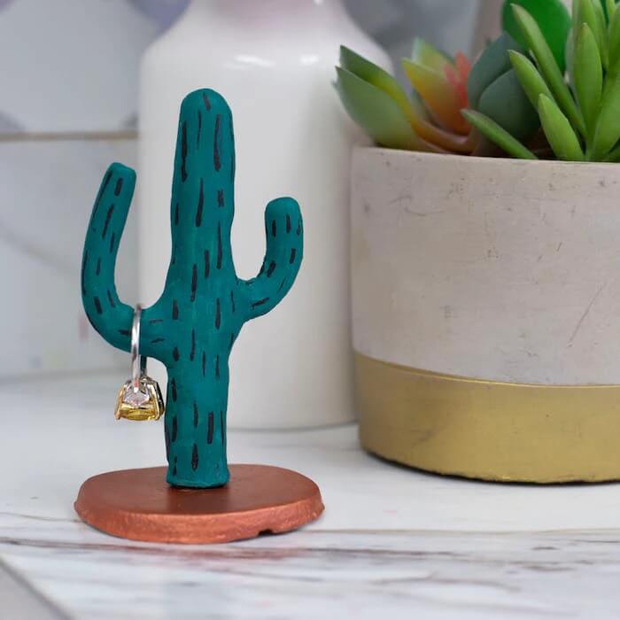 Creative & Unique Cactus Ring Holder Craft Using Air Clay