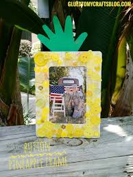 Creative Button Covered Yellow Pineapple Frame Craft Button Photo Frame Crafts