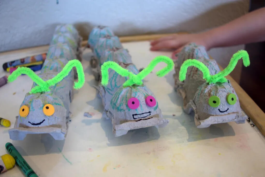 Creative Caterpillar Craft Project Idea With Old Egg Carton