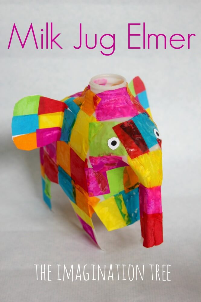 Creative Elmer Elephant Craft For Kids With Plastic Milk Carton